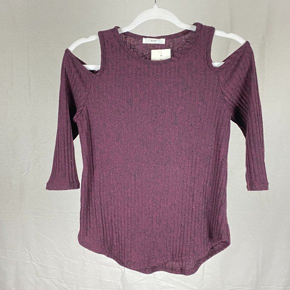 Ripe Tops - NWT Ripe Women's Cold Shoulder 3/4 Three Quarter Length Sleeve Knit Fabr…